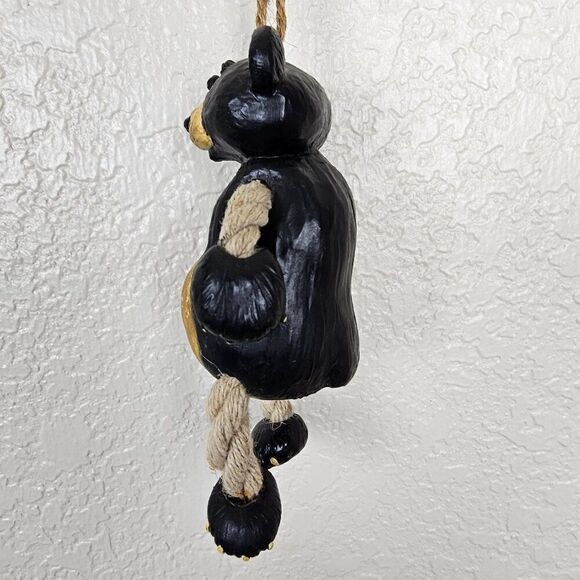 Vintage Bert Anderson Christmas Bear Ornament 2002 Dangling Folk Art Jute Rope - Picture 5 of 16